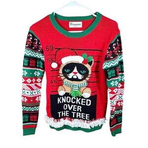 Grumpy Cat Ugly Christmas Sweater Unisex Adult Size S Holiday Pullover